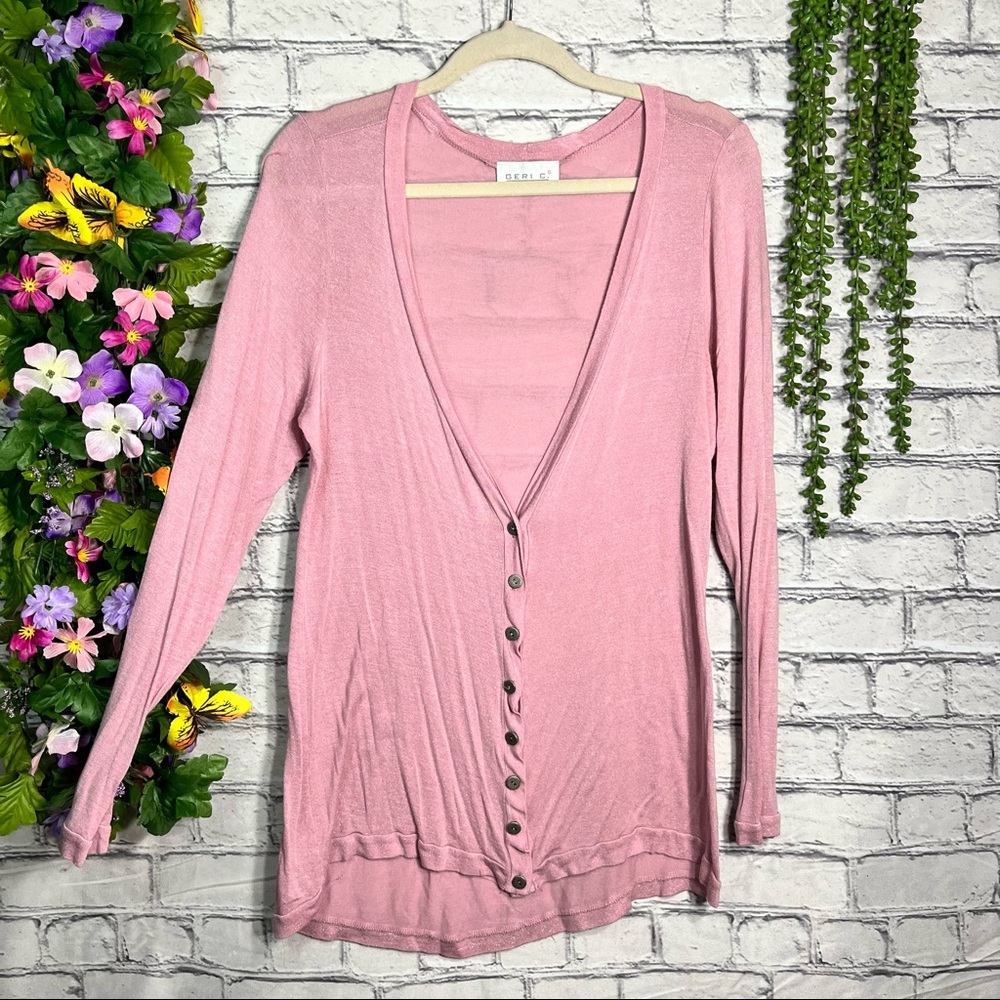 „🌼3/$30🌼Geri C New York Pale Pink Button Down Lightweight Cardigan Size Medium